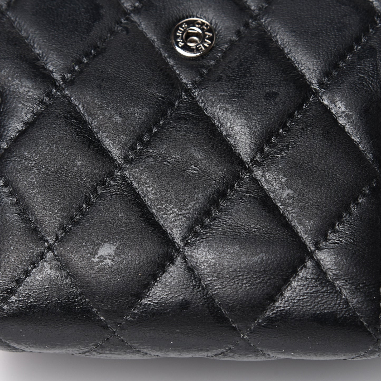 Lambskin Quilted Compact Boy Wallet Black