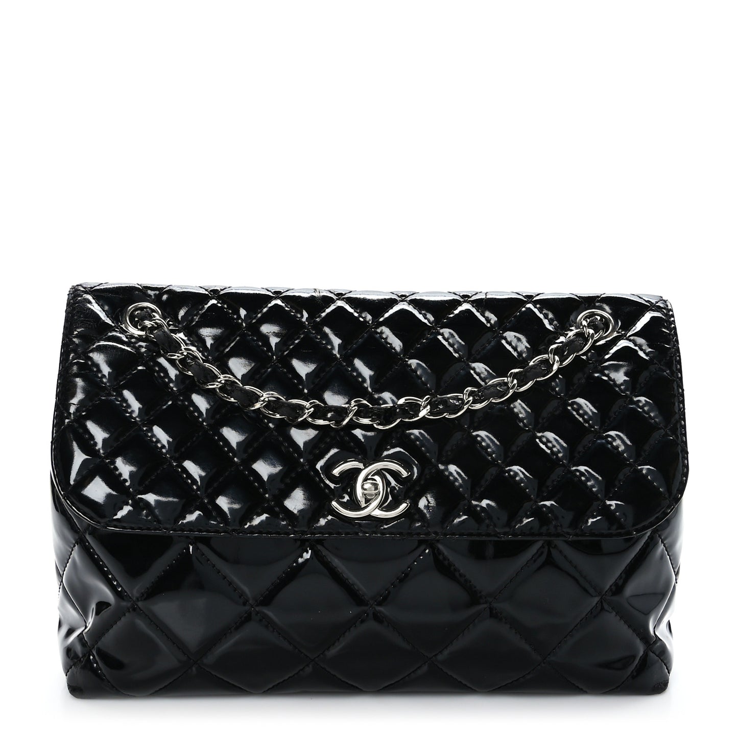 Vinyl Quilted In the Business Flap Bag Black
