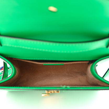 Gucci Vitello Fontanella Web Mini Sylvie Top Handle Bag Synthetic Green Garden 5 of 13