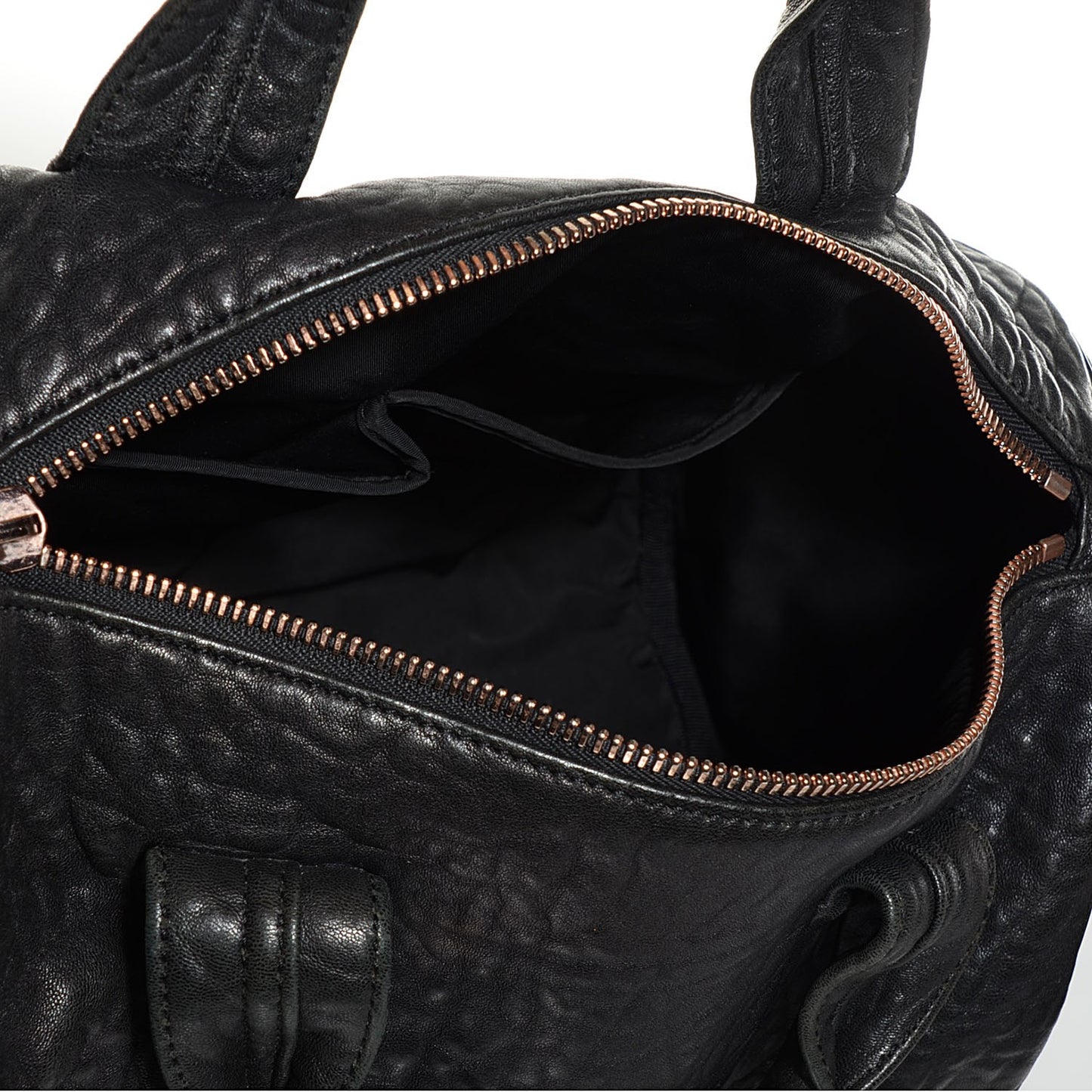 Pebbled Lambskin Rocco Black Rose Gold Hardware