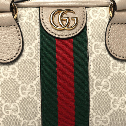 Gucci GG Supreme Monogram Textured Dollar Calfskin Web Mini Ophidia Top Handle Bowler Bag Beige Mystic White Oatmeal 9 of 11
