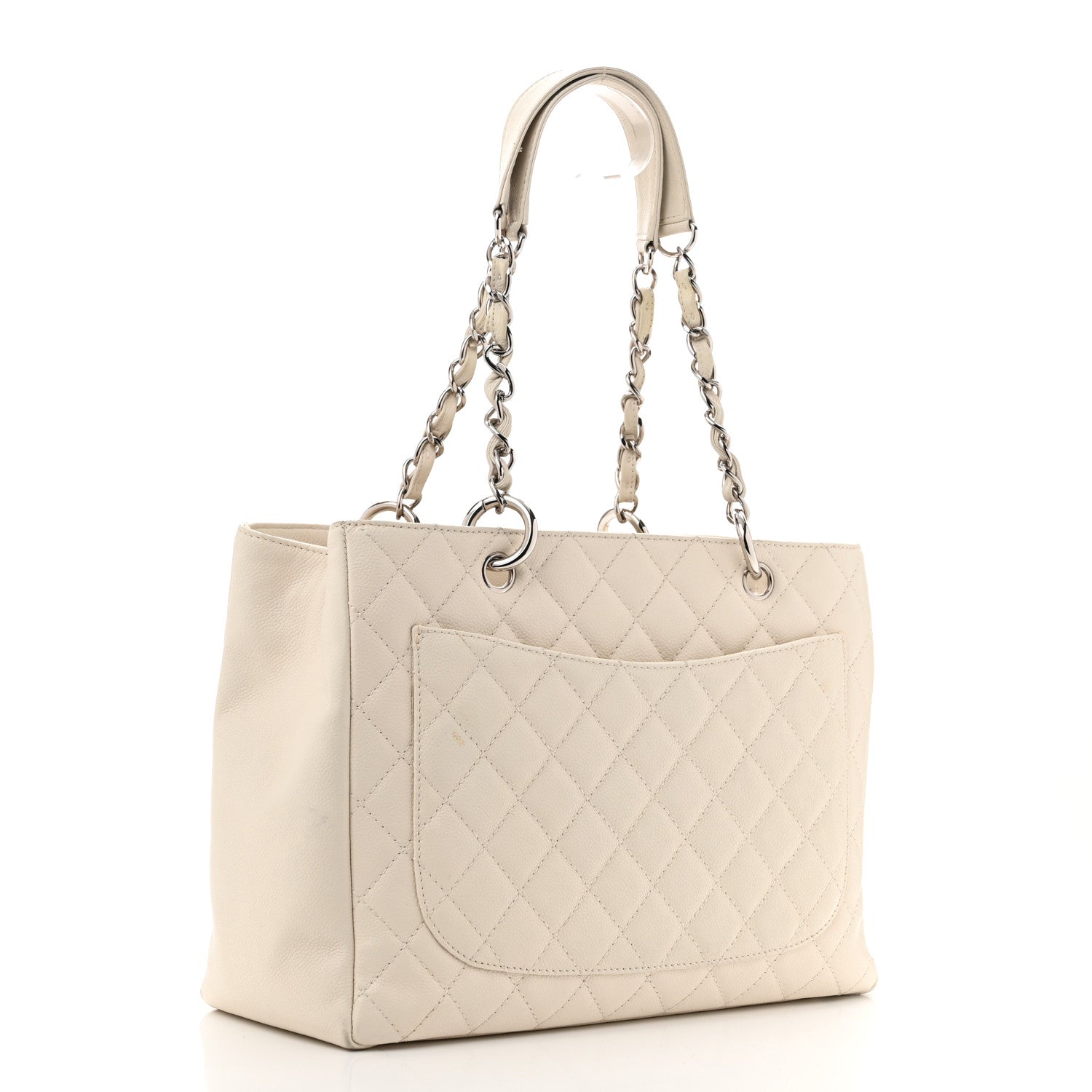 Chanel Caviar Quilted Grand Shopping Tote GST White 3 of 16