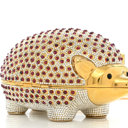 Judith Leiber Swarovski Crystal Hedgehog Wilbur Minaudiere Clutch Gold Silver 10 of 10