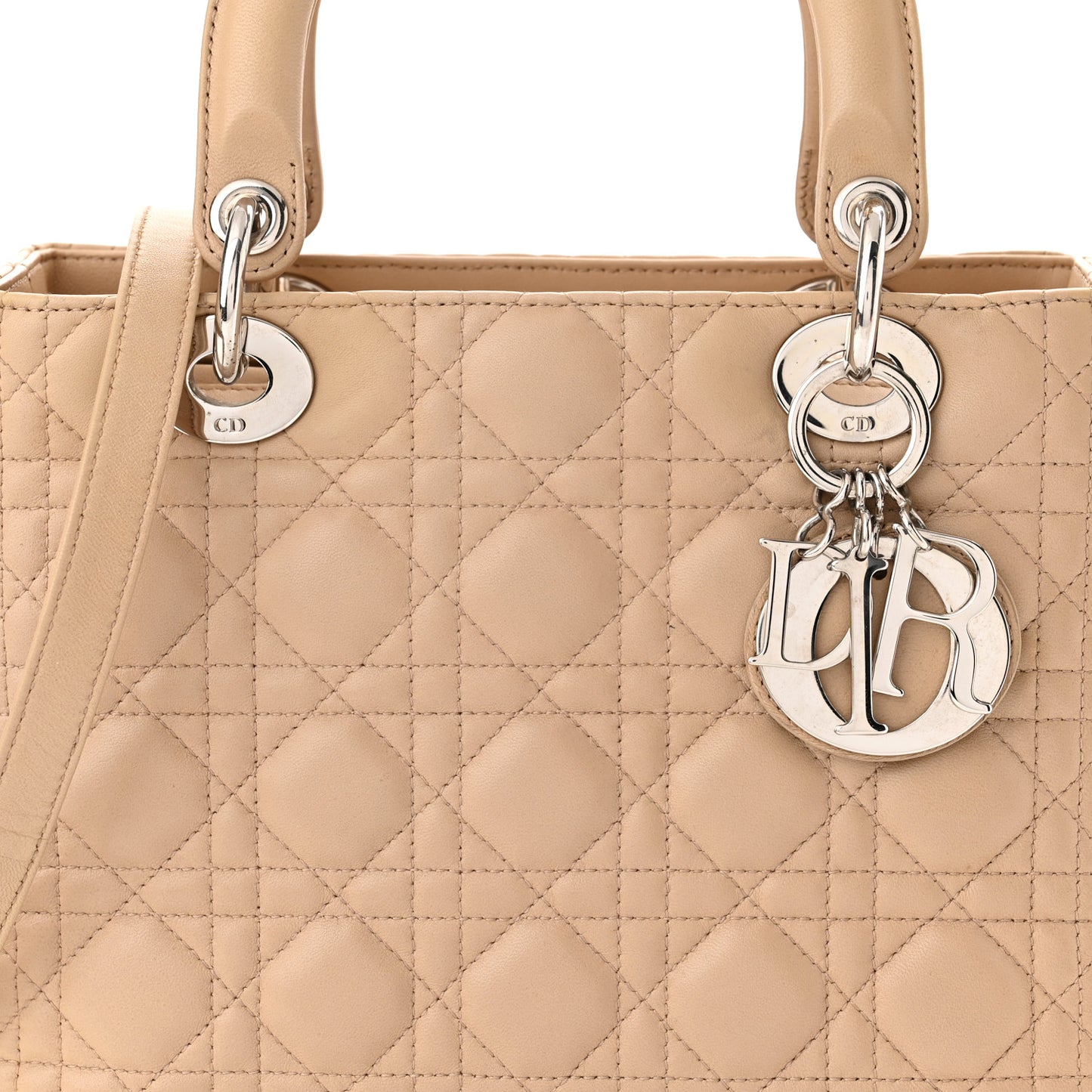 Lambskin Cannage Medium Lady Dior Beige