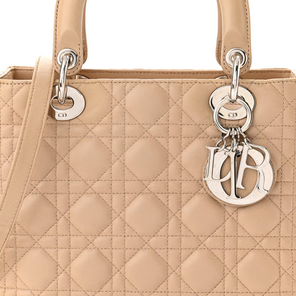Christian Dior Lambskin Cannage Medium Lady Dior Beige 8 of 12