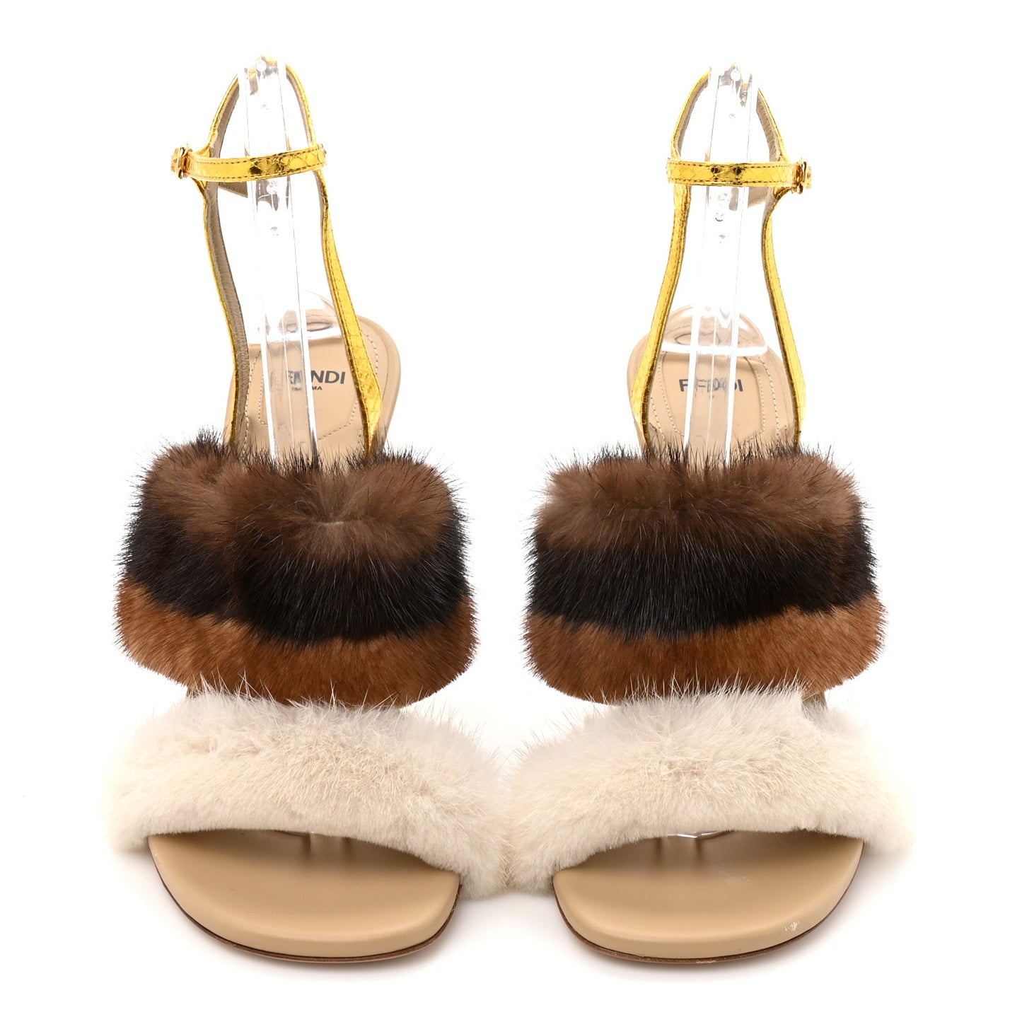 Mink Ayers Lucite Fendi First 95mm Sandals 41 Natural Brown