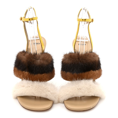 Fendi Mink Ayers Lucite Fendi First 95mm Sandals 41 Natural Brown 3 of 12