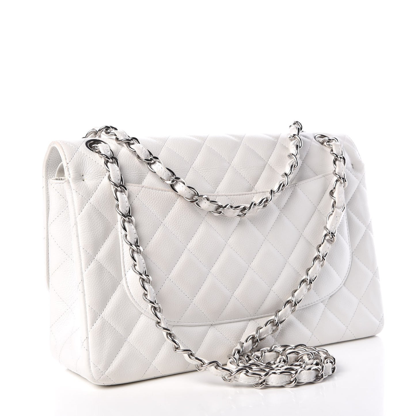 Caviar Quilted Jumbo Double Flap White