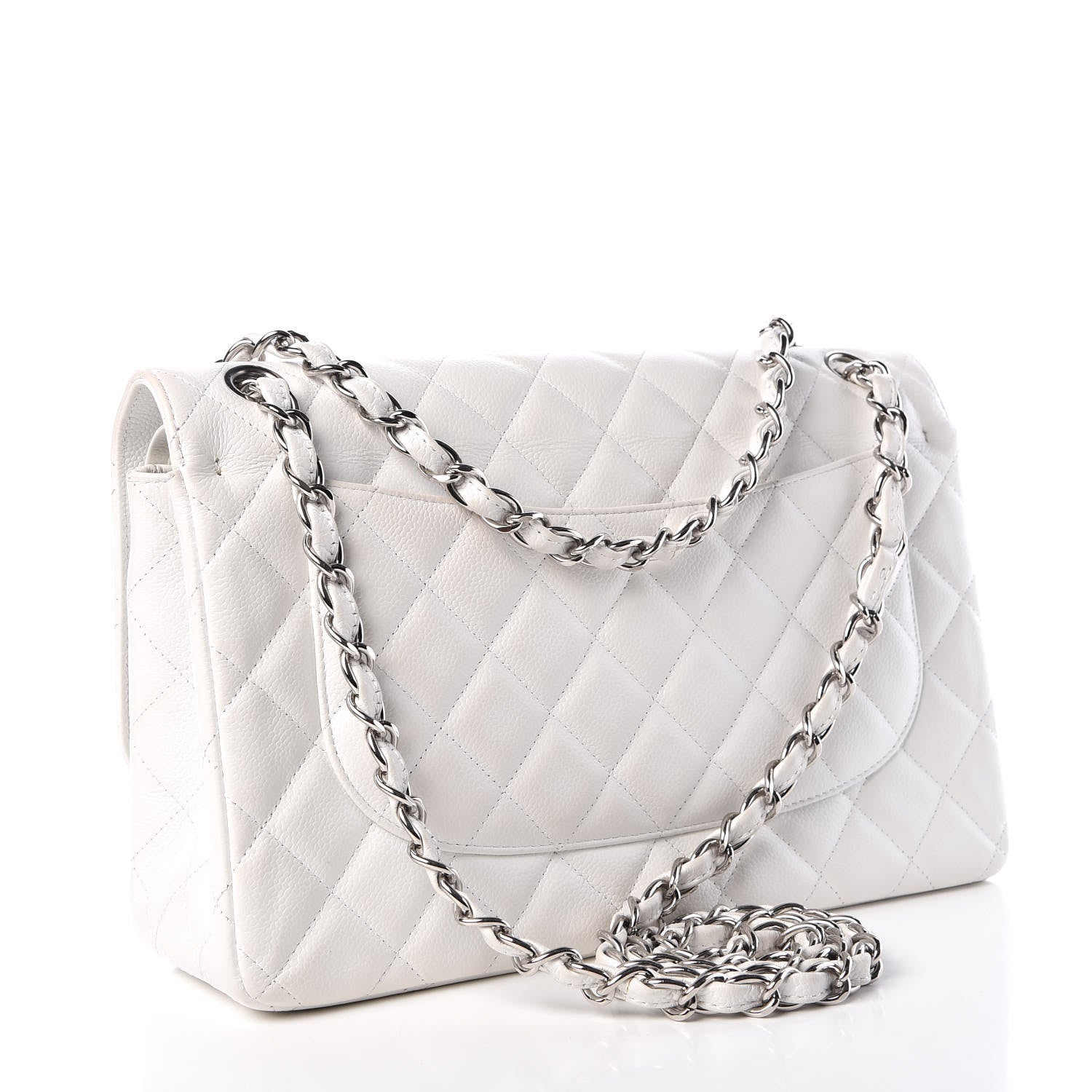 Chanel Caviar Quilted Jumbo Double Flap White 4 of 14