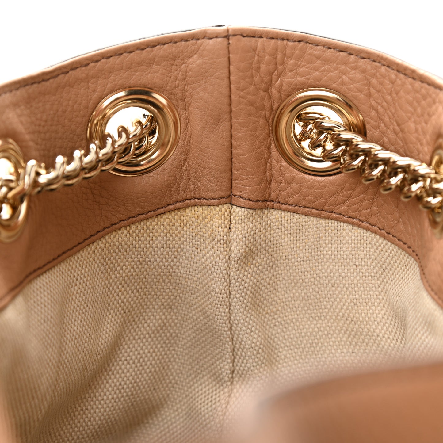 Pebbled Calfskin Medium Soho Chain Shoulder Bag Camelia