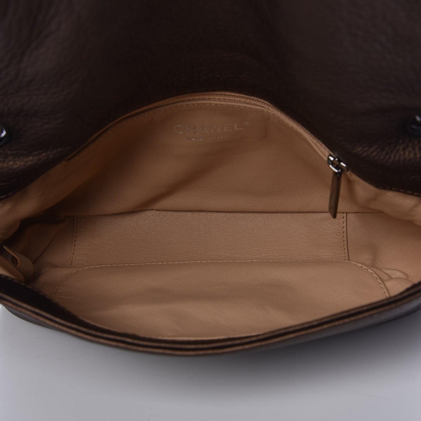 Metallic Deerskin Small Luxe Ligne Flap Bronze