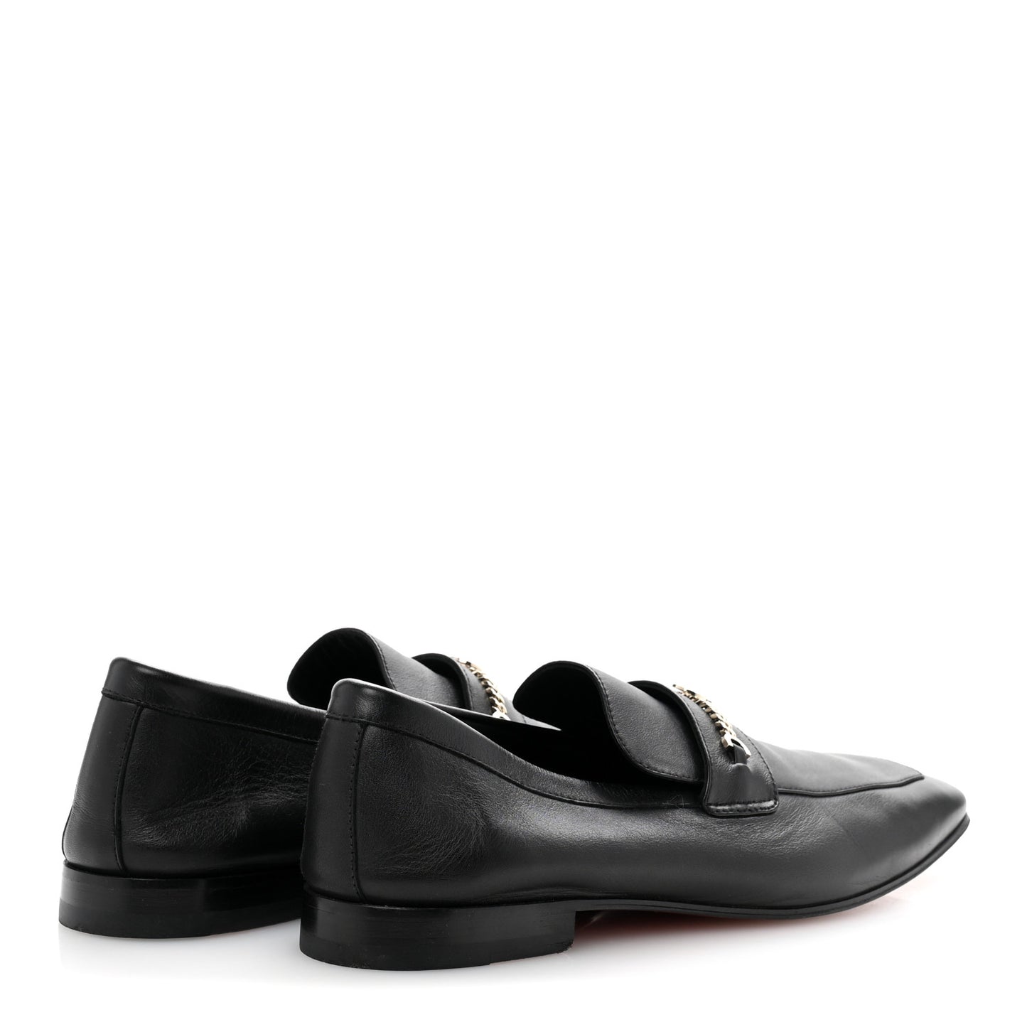 Calfskin Mens Monogram Apron Toe Flat Loafers 42 Black