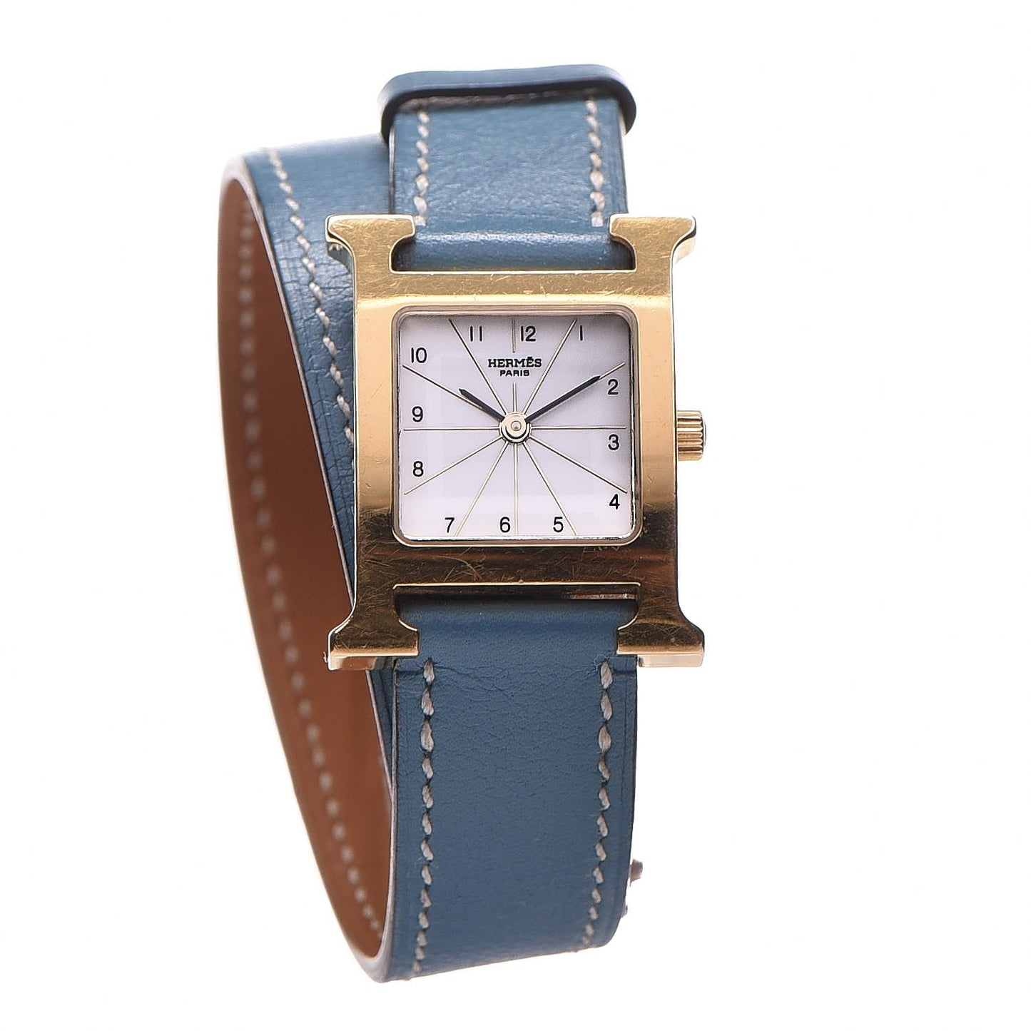 Stainless Steel Swift 21mm Heure H Hour Double Tour Quartz Watch Blue Jean