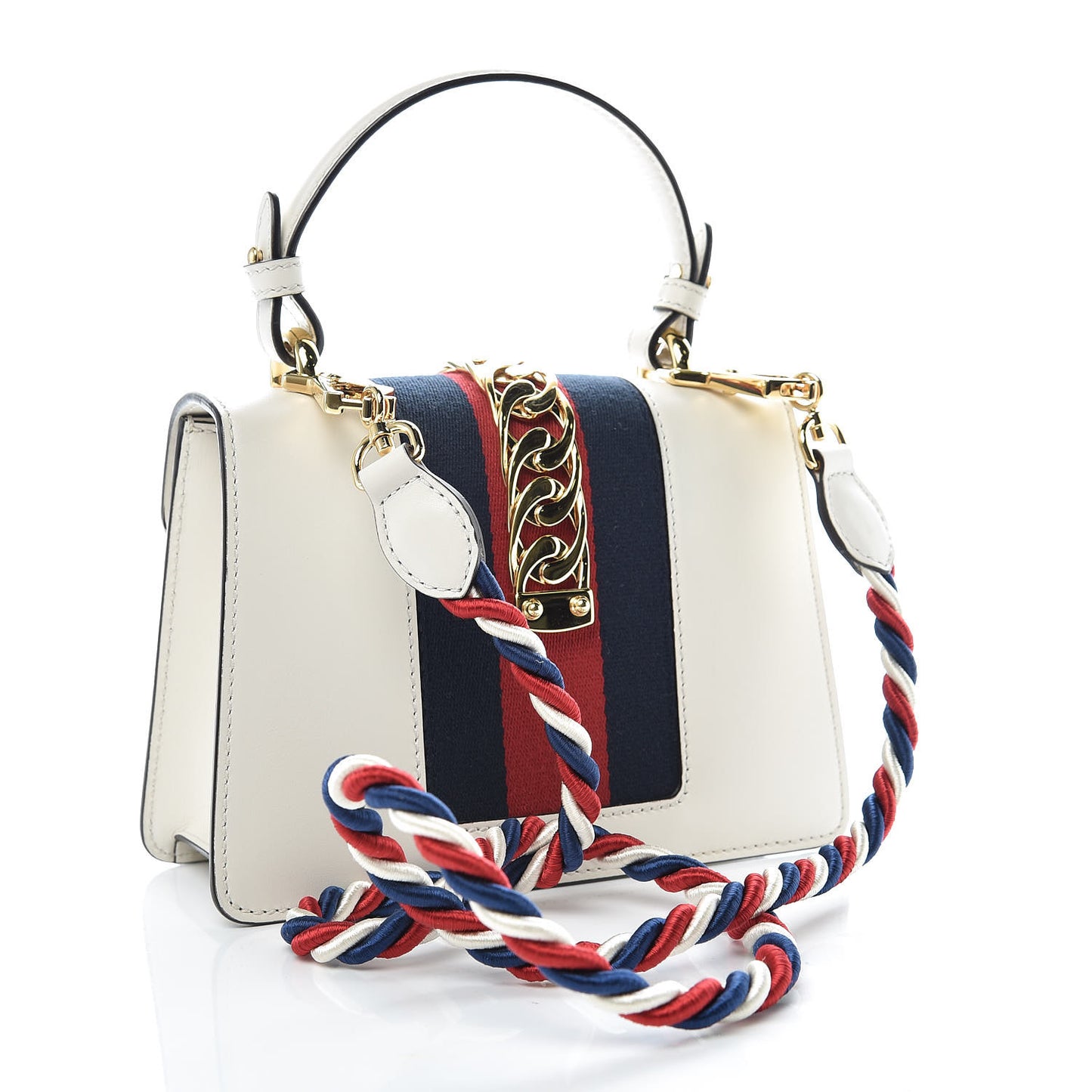 Calfskin Mini Sylvie Top Handle Bag White