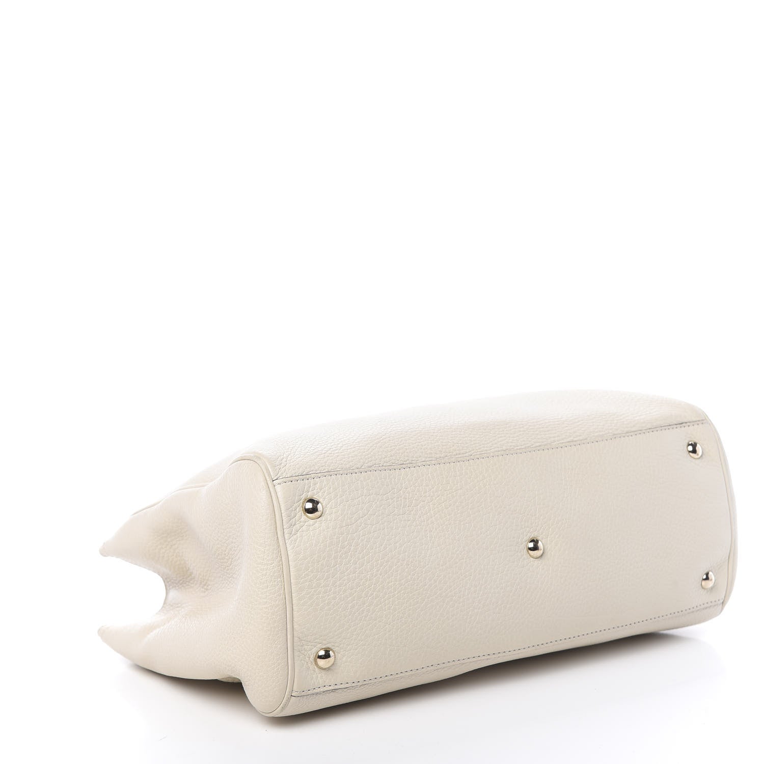 Gucci Pebbled Calfskin Medium Bamboo Shopper Tote Off White 4 of 13