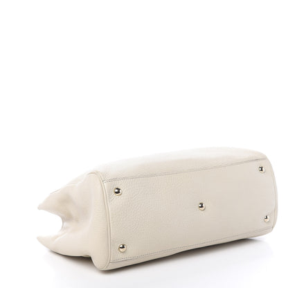 Gucci Pebbled Calfskin Medium Bamboo Shopper Tote Off White 4 of 13