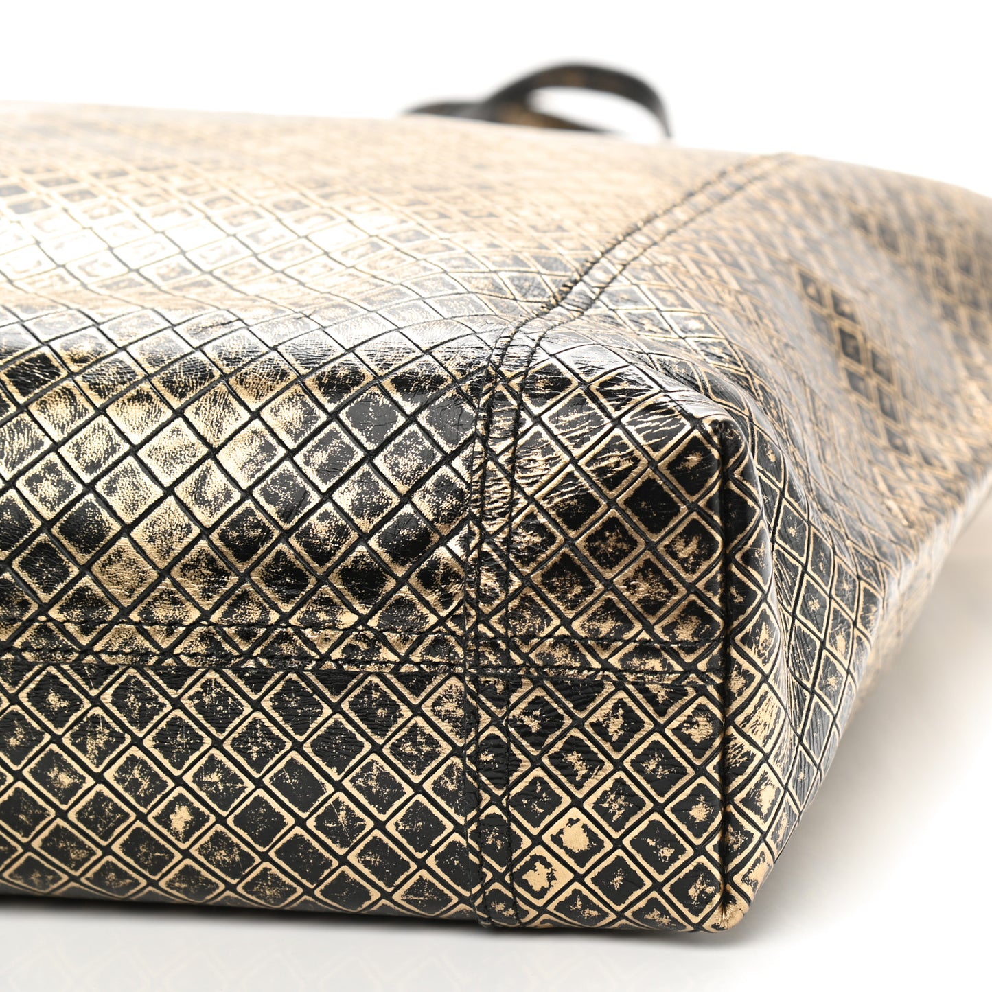 Calfskin Intrecciomirage Antique Tote Black Gold