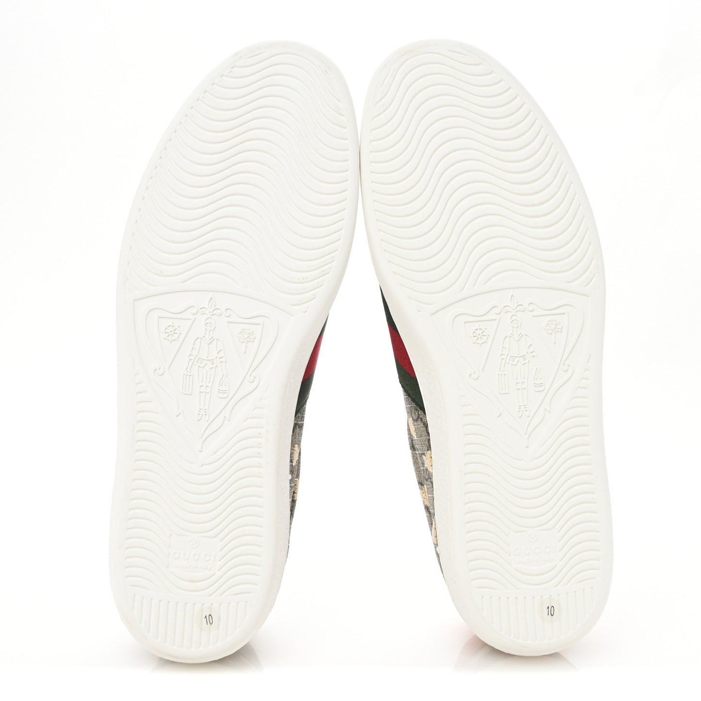 GG Supreme Monogram Bees Ayers Web Mens Ace Sneakers 10 Beige Oro Green Red