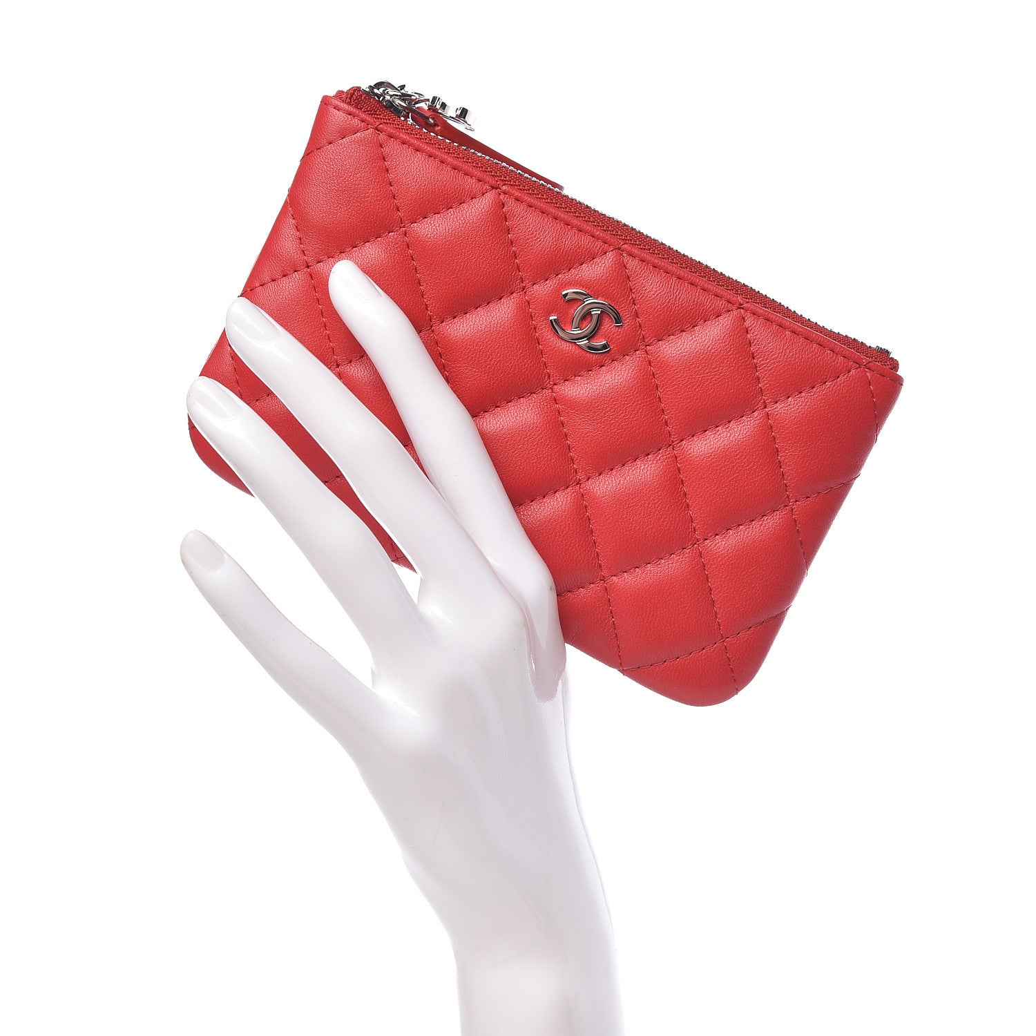 Chanel Lambskin Small Ground Control Cosmetic Case Dark Red 2 of 8