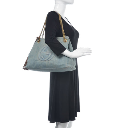 Gucci Denim Medium Soho Chain Shoulder Bag Blue 2 of 16