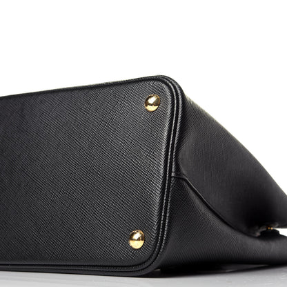 Prada Saffiano Cuir Small Double Bag Black Fuoco 9 of 9