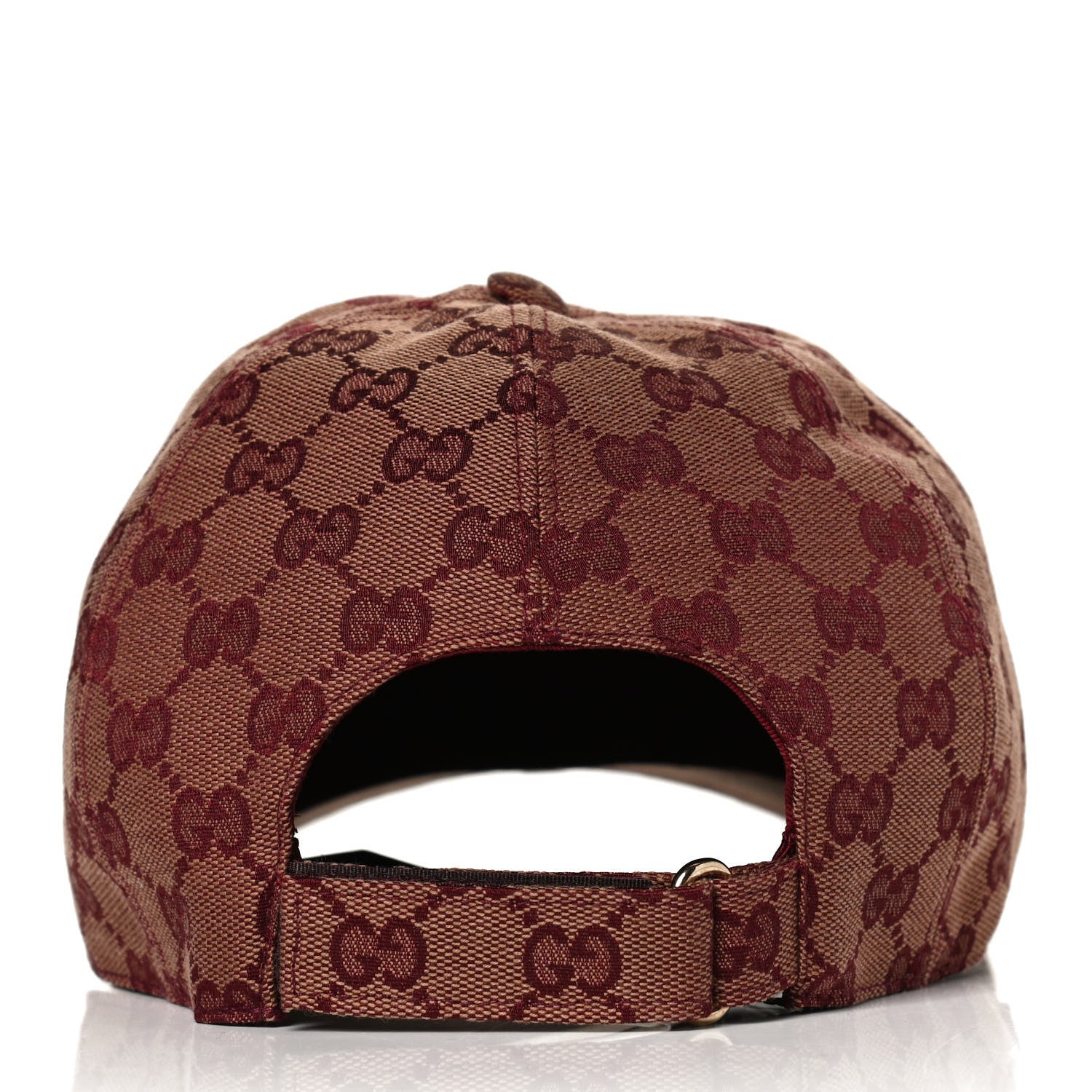 Gucci Monogram Textured Dollar Calfskin Zeno Baseball Hat M Camel Bordeaux 5 of 9