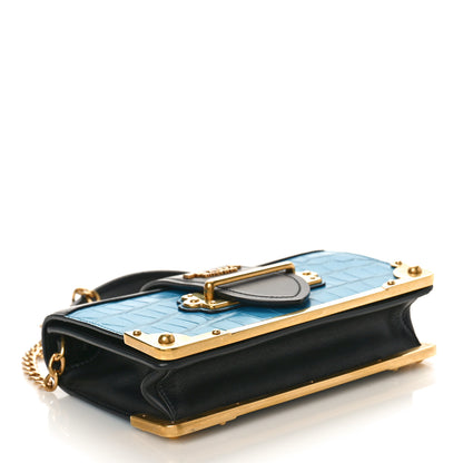 Prada City Calfskin Crocodile Cahier Bag Blue 4 of 8