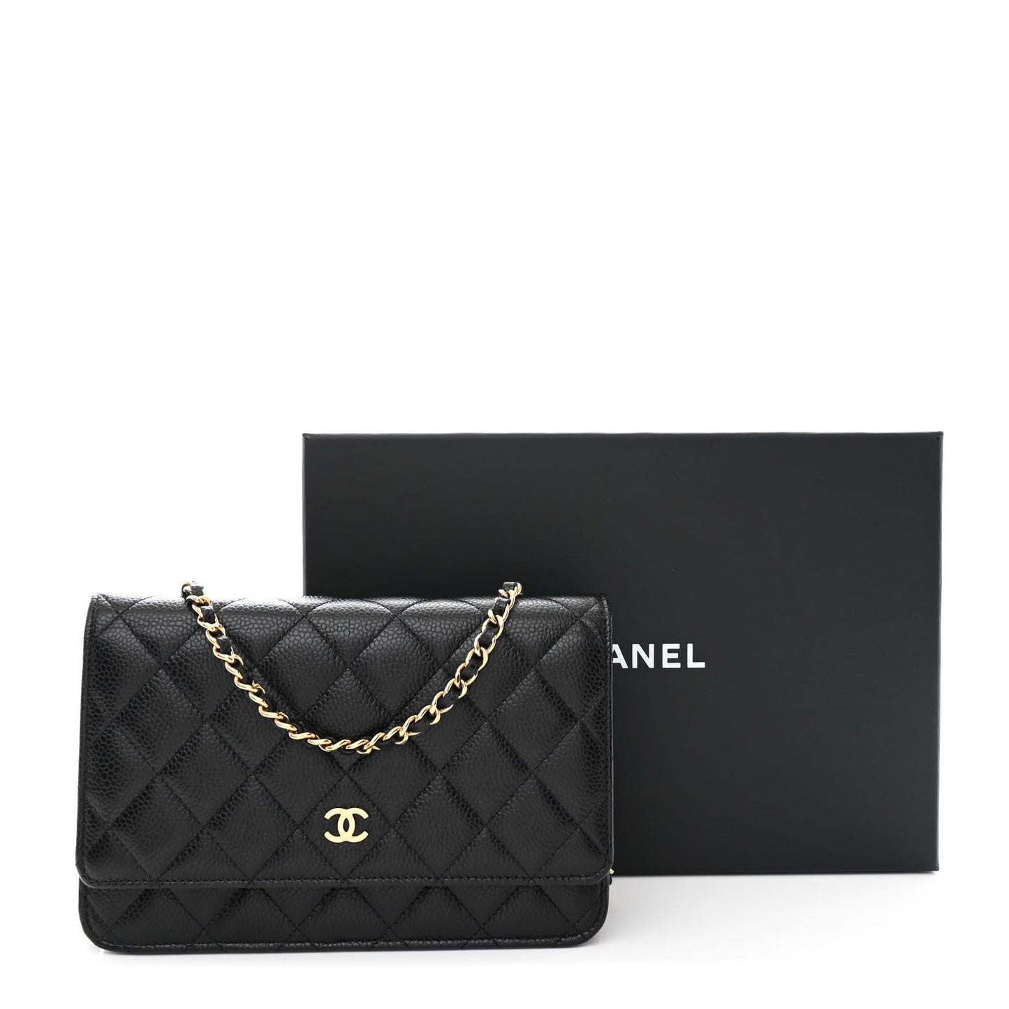 Caviar Quilted Wallet On Chain WOC Black