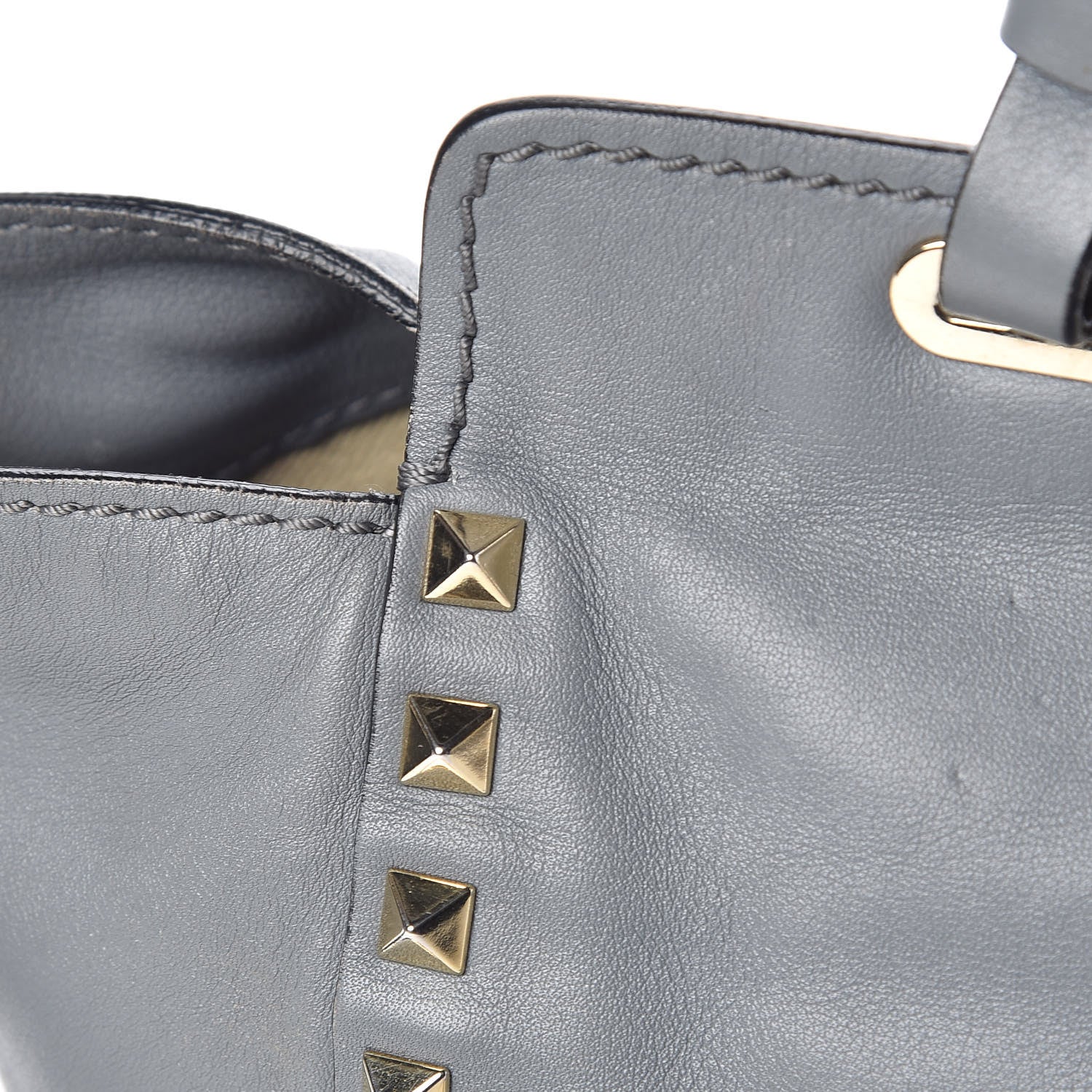 Valentino Garavani Vitello Small Rockstud Tote Grey 18 of 22
