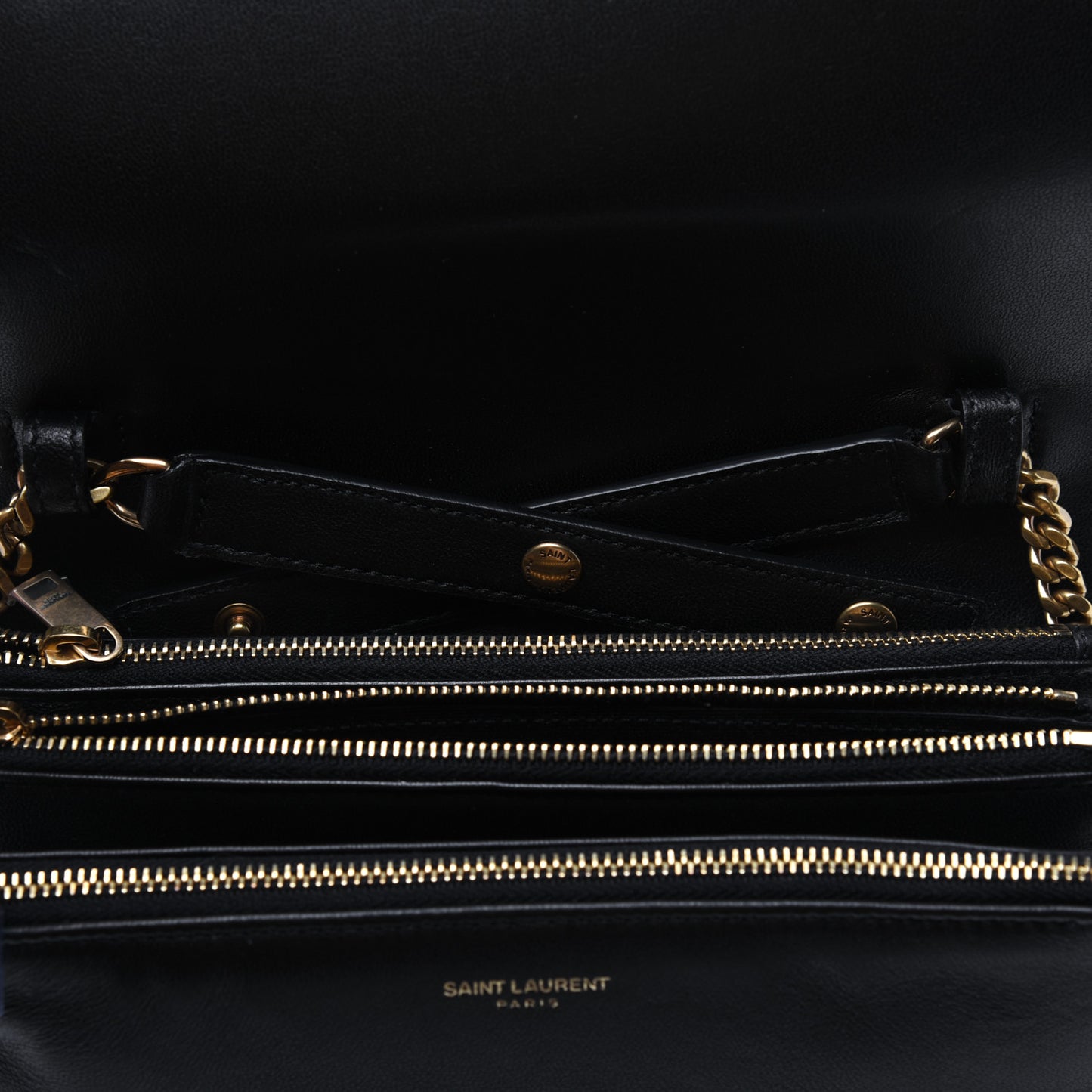 Lambskin Diamond Quilted Monogram Angie Chain Bag Black