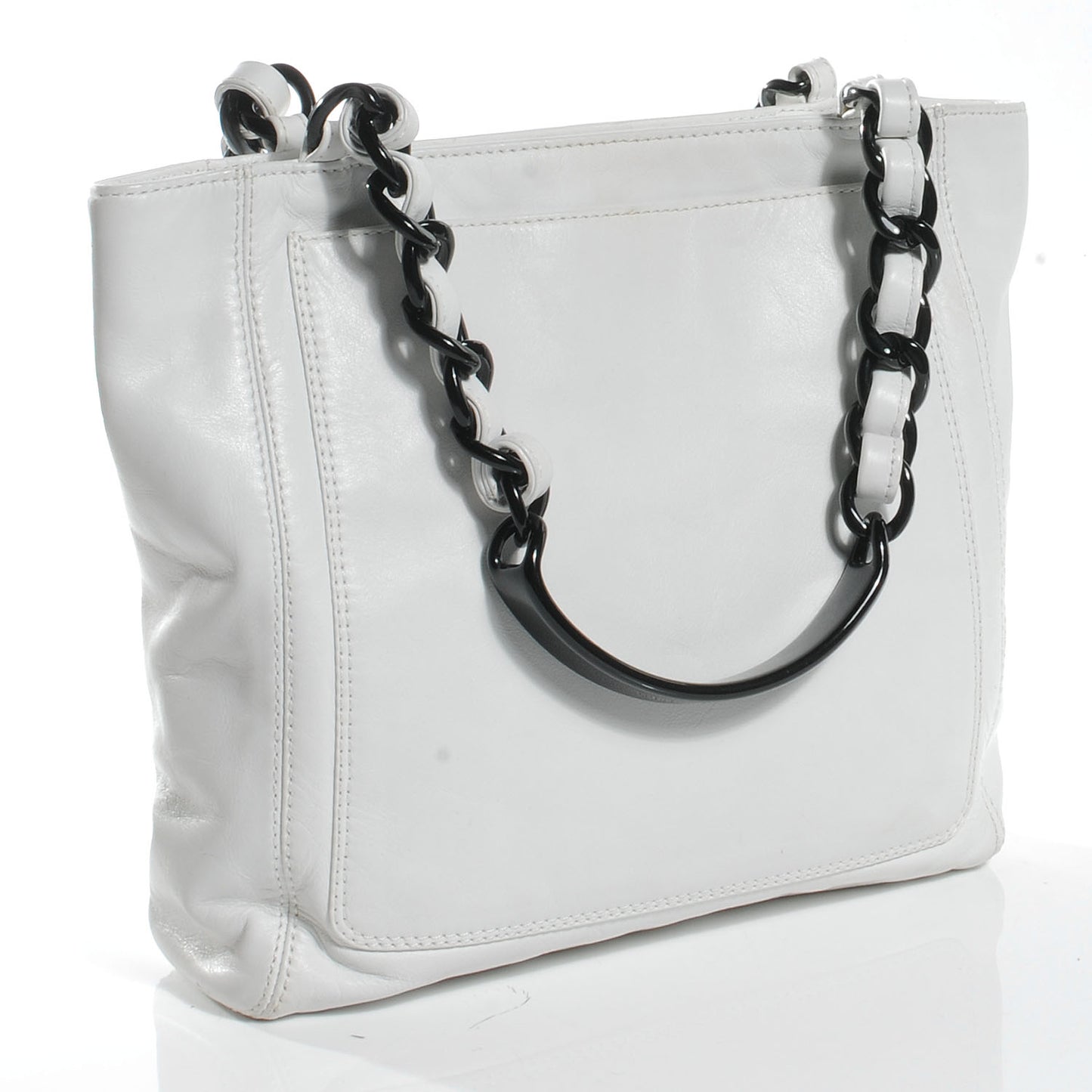 Lambskin Chain CC Small Tote White