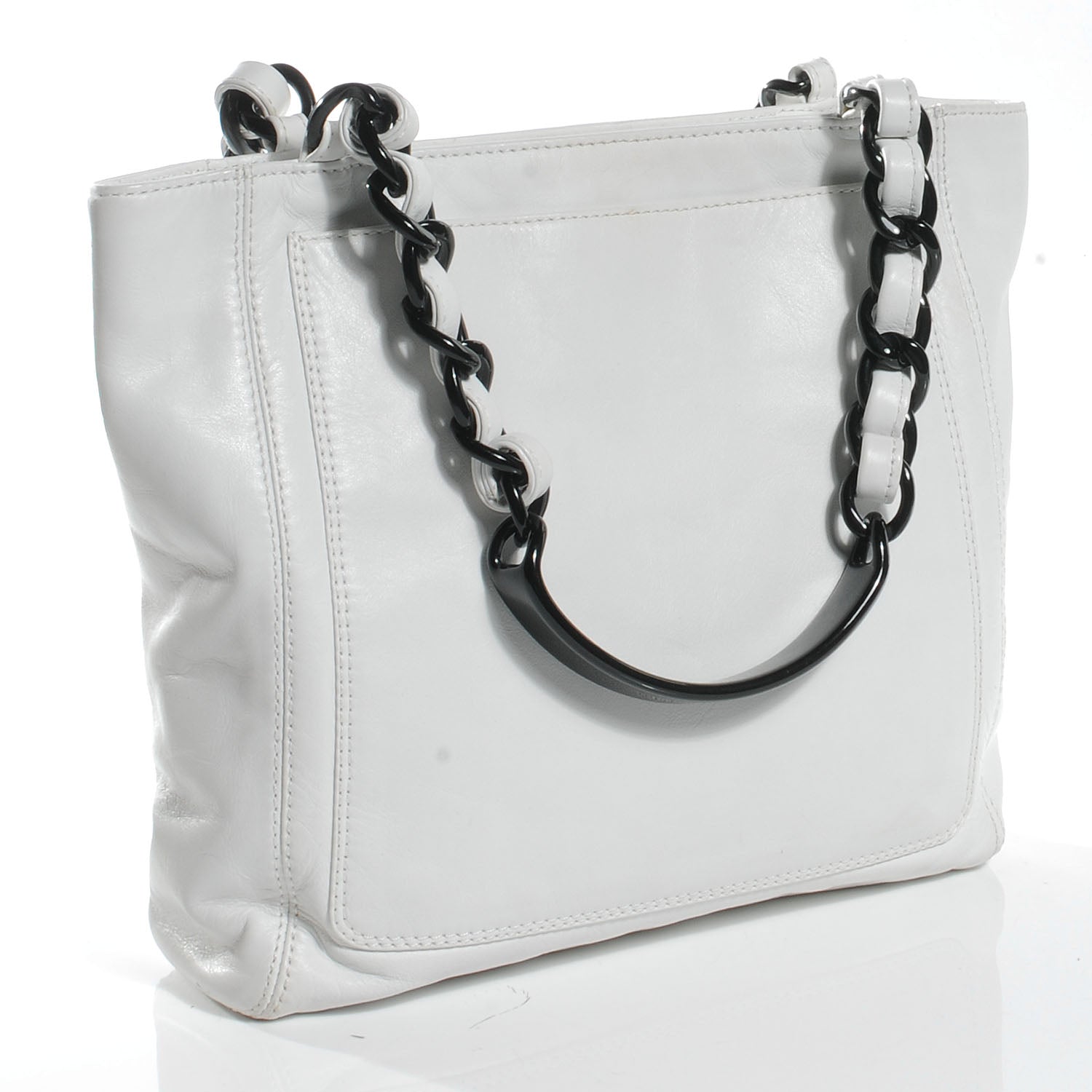 Chanel Lambskin Chain CC Small Tote White 3 of 7