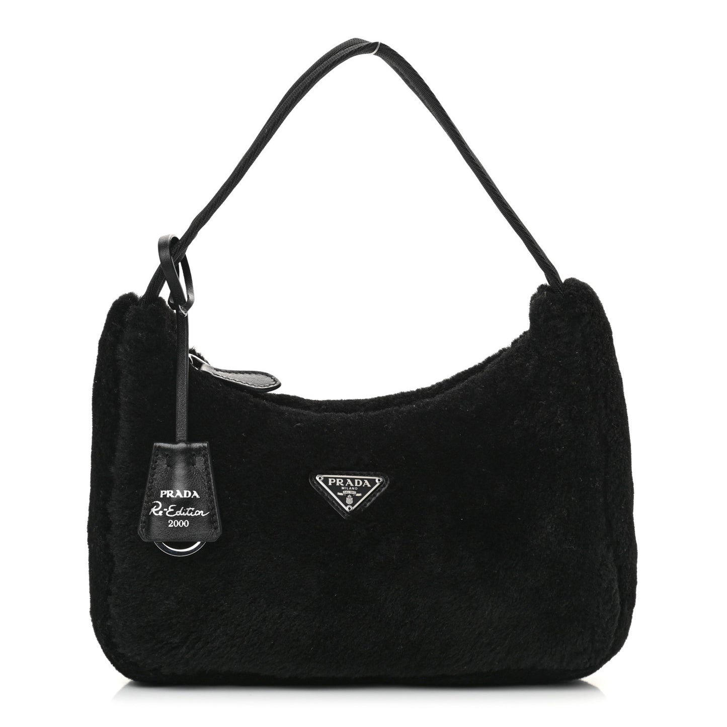 Shearling Mini Re-Edition 2000 Bag Black