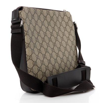 Gucci GG Supreme Monogram Selleria Calfskin Small Flat Side Zip Messenger Bag Beige Ebony Cocoa Dark Chocolate 3 of 12