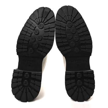 Chanel Calfskin Patent Cap Toe Quilted Short Boots 38 White Black 5 of 9