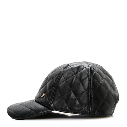 Chanel Lambskin Quilted CC Cap Hat Black 5 of 9