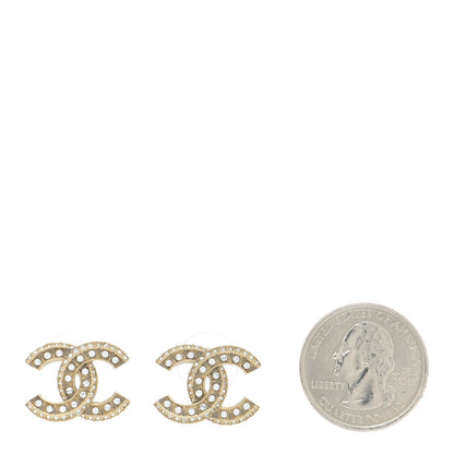 Chanel Crystal Timeless CC Earrings Light Gold 2 of 5