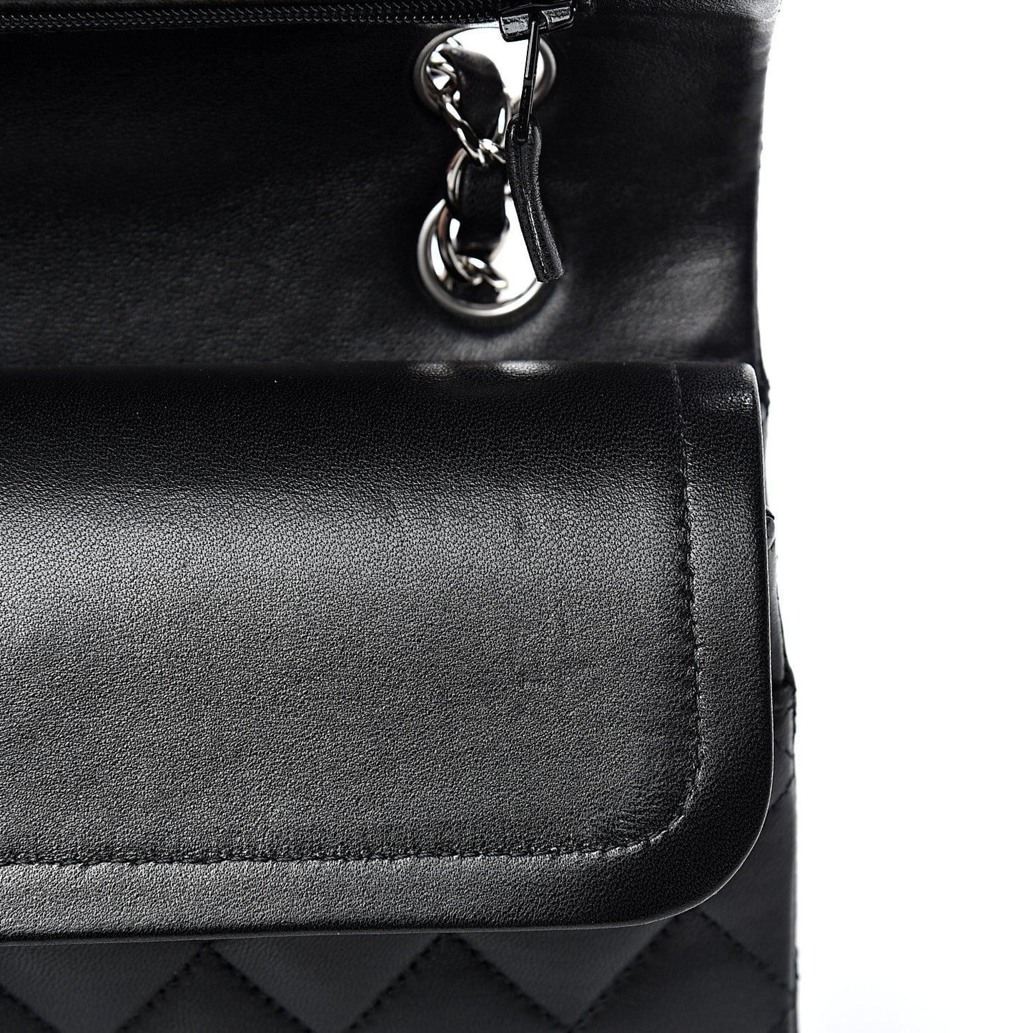 Lambskin Quilted Medium Double Flap Black