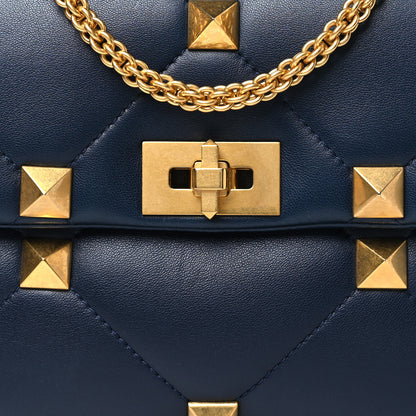 Valentino Garavani Nappa Large Roman Stud Shoulder Bag Marine 7 of 9