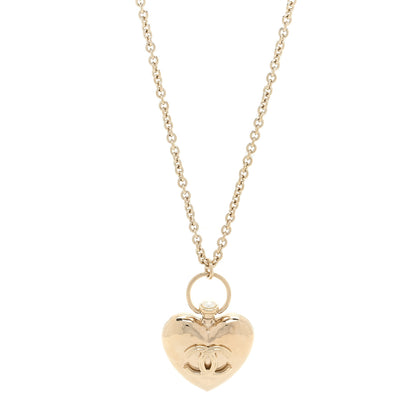 Chanel Metal CC Heart Locket Necklace Gold 1 of 4