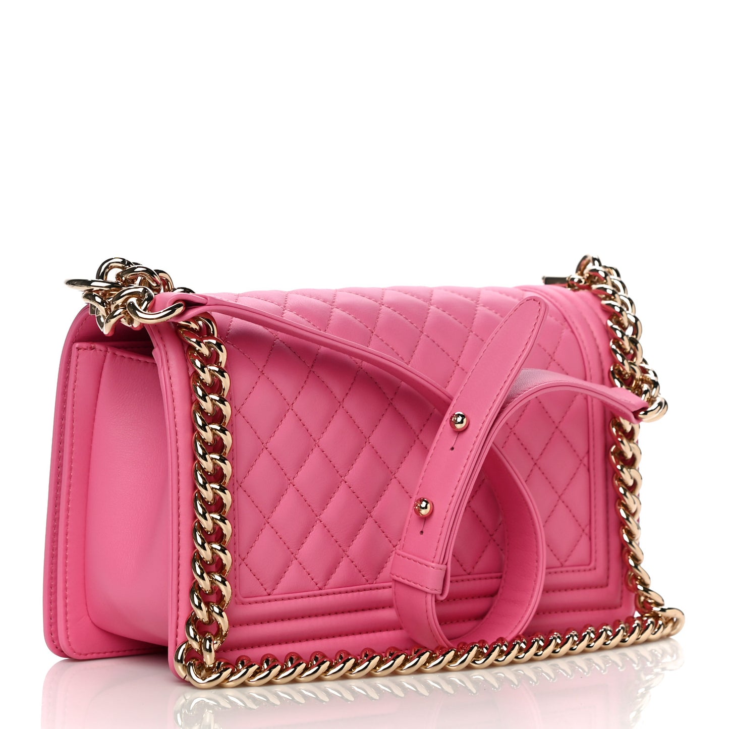 Calfskin Quilted Medium Boy Flap Pink