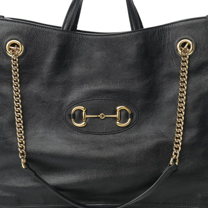 Gucci Calfskin Large Horsebit 1955 Tote Bag Black 8 of 13