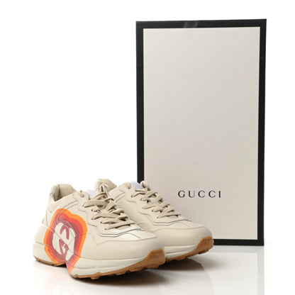 Gucci Calfskin Interlocking G Heart Rhyton Sneakers 36 Mystic White 12 of 12