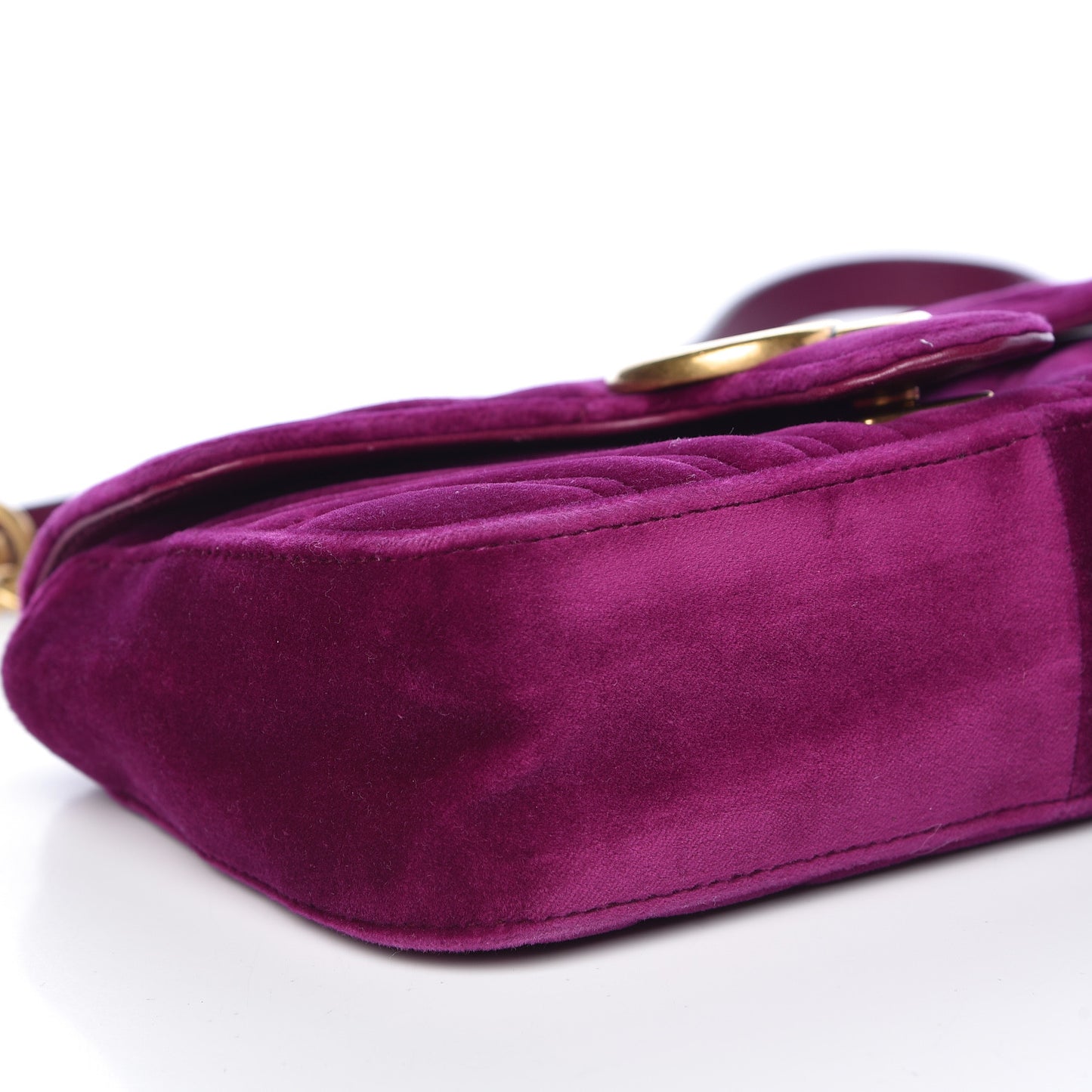 Velvet Matelasse Mini GG Marmont Shoulder Bag Fuchsia Violet Cyclamen