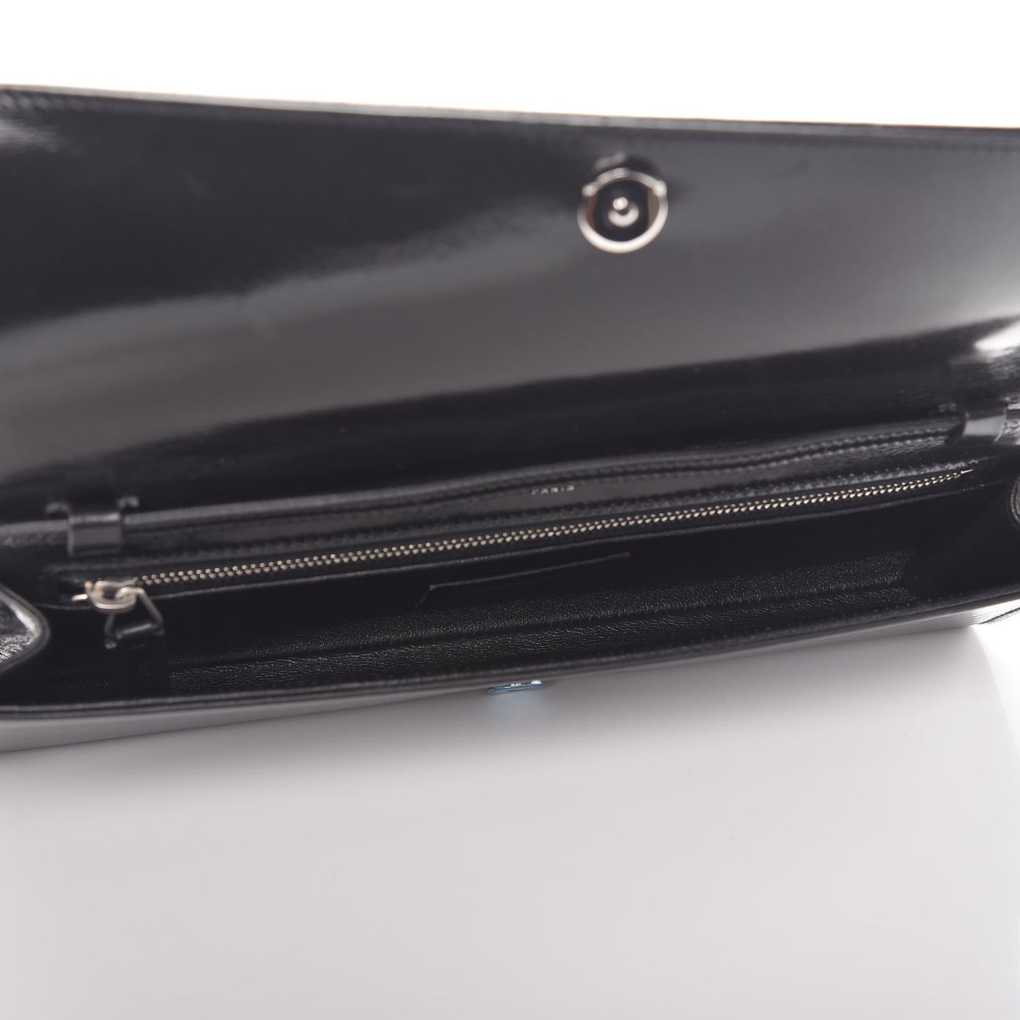 Glossed Calfskin Crystal Fetiche Clutch Nero Black