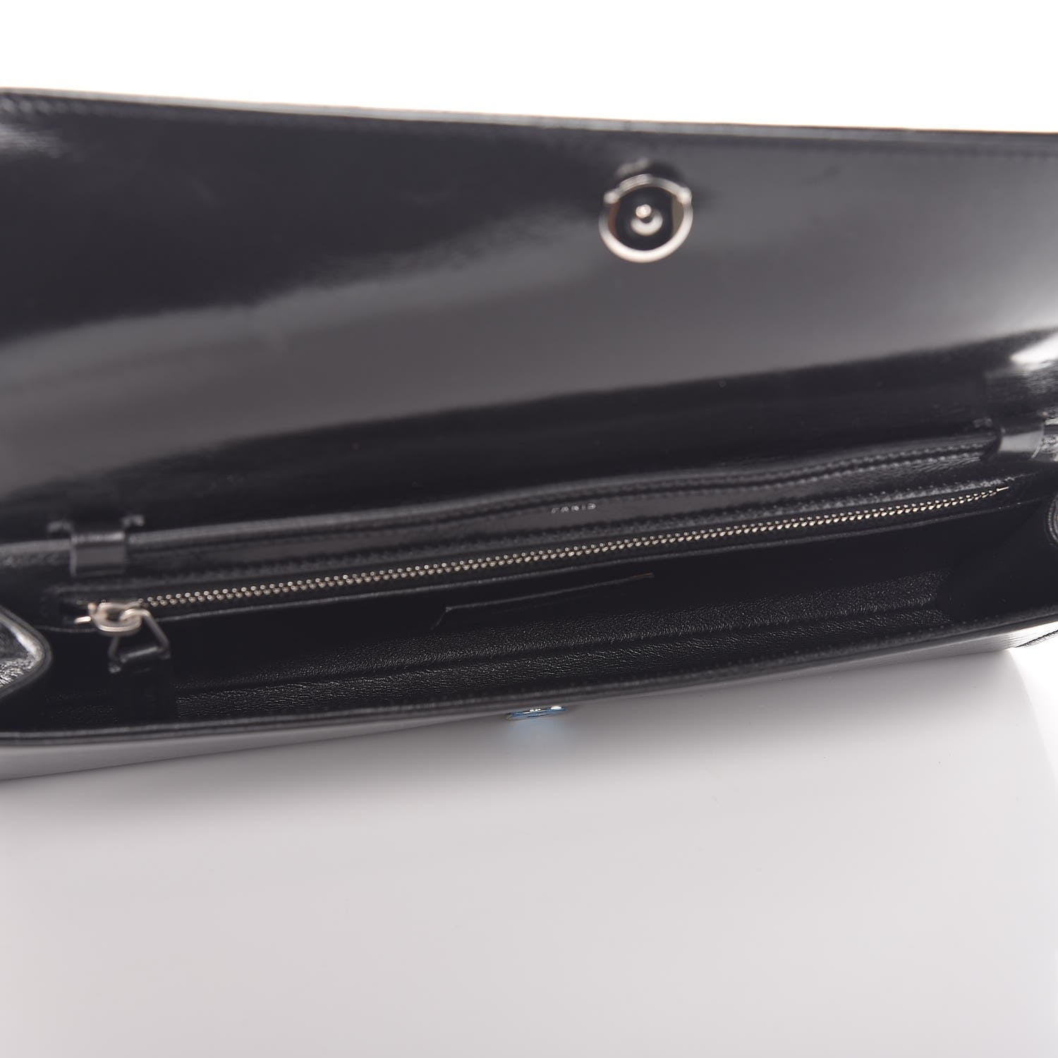 Saint Laurent Glossed Calfskin Crystal Fetiche Clutch Nero Black 5 of 7