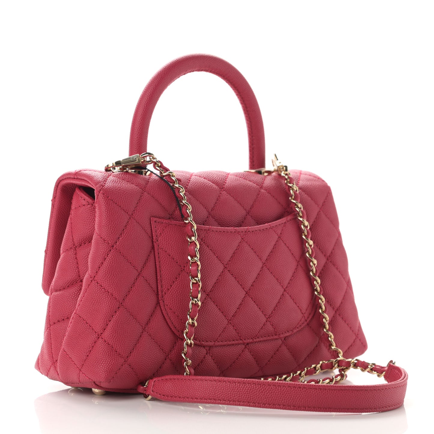 Caviar Quilted Mini Coco Handle Flap Fuchsia