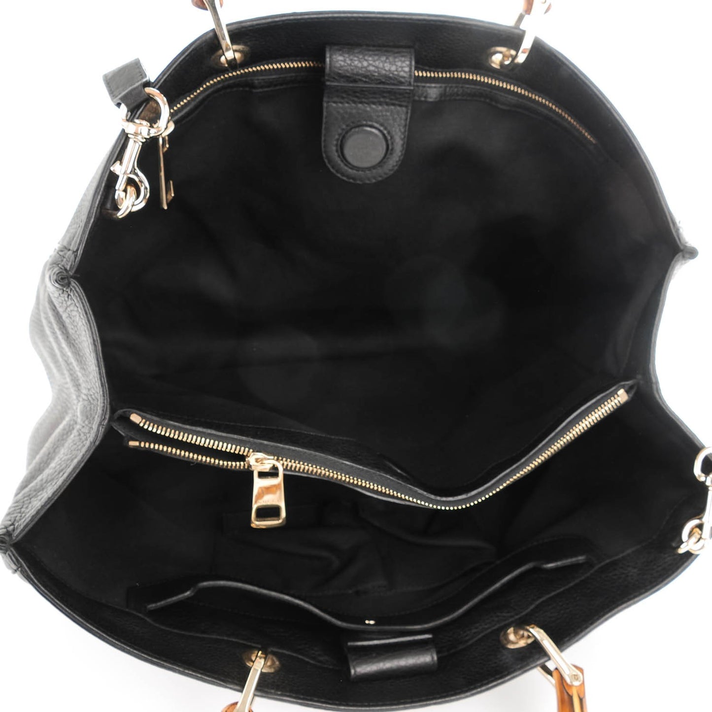 Calfskin Large Bamboo Shopper Tote Black