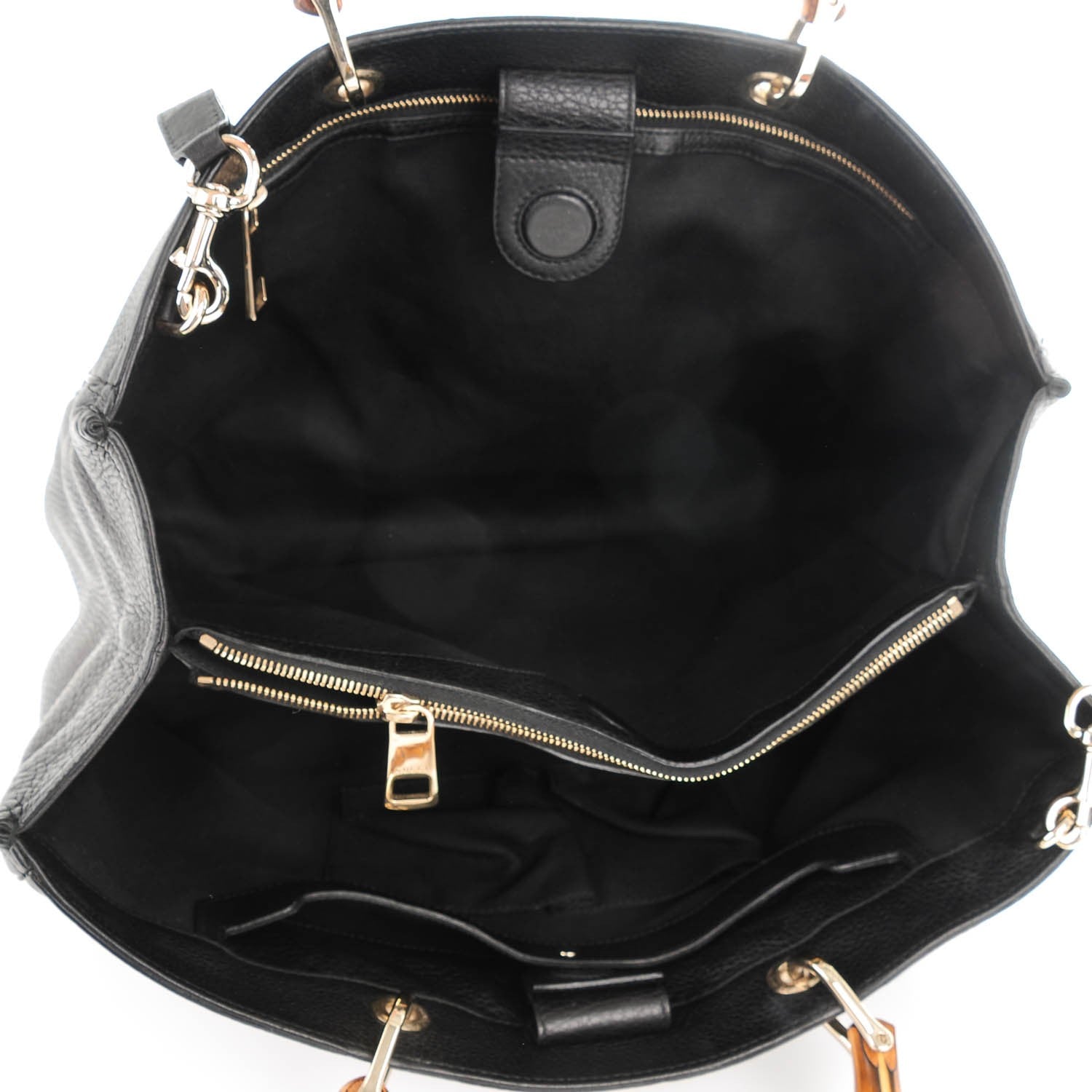 Gucci Calfskin Large Bamboo Shopper Tote Black 5 of 7