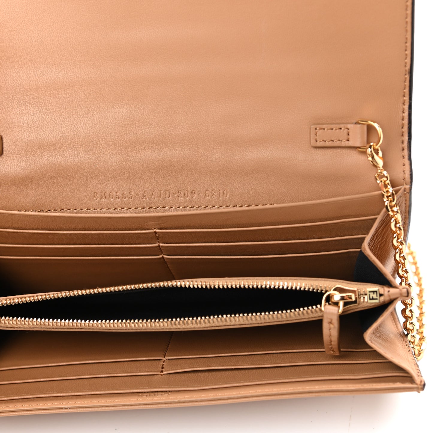Nappa Matisse FF Embossed Continental Wallet on Chain Miele Scuro